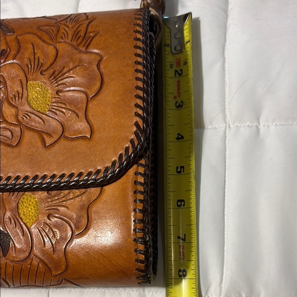 Tooled Leather Purse Shoulder Bag Horse Floral Adjustable Strap - Picture 3 of 9